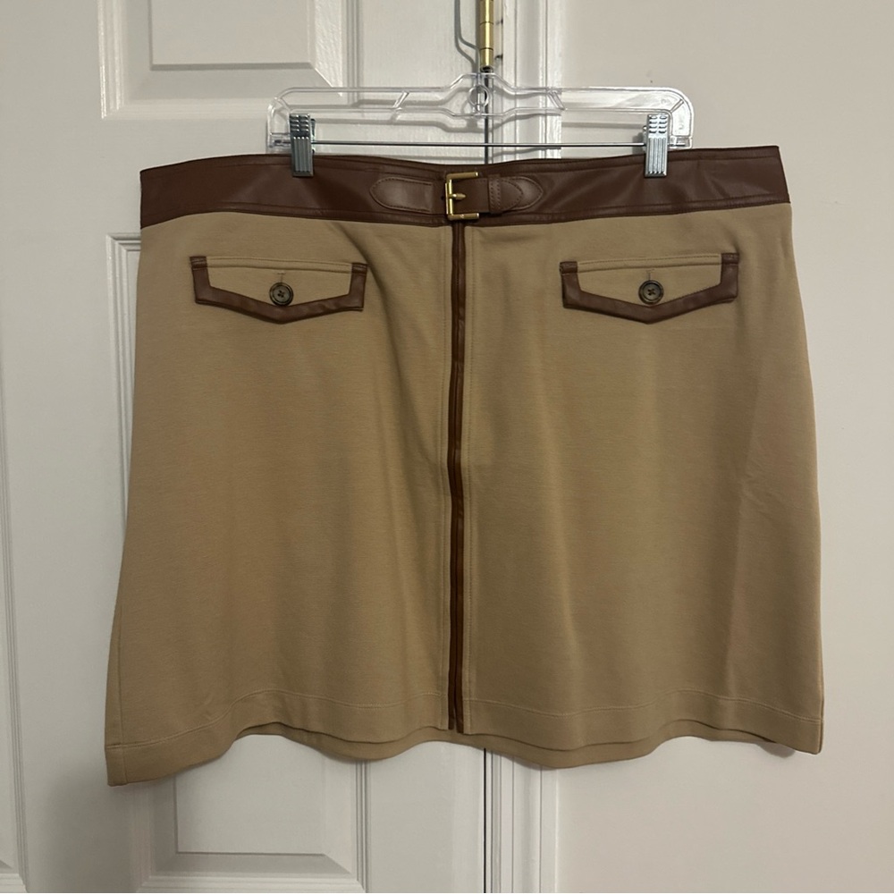 NWT Ralph Lauren Tan and Brown Skirt